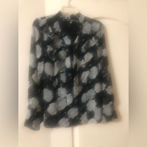 Karl Lagerfeld Paris Black/gray floral print long sleeve blouse Size S